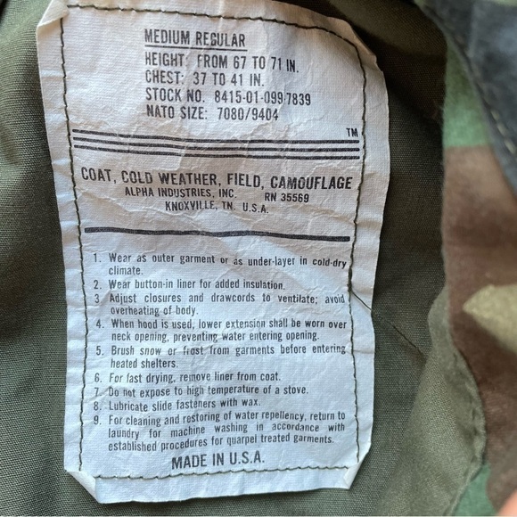 VINTAGE Military Field Utility Cold Weather WW2 Woodland Camo Coat Jacket - Picture 10 of 11